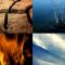 Els 4 elements naturals: terra, aigua, foc i aire.