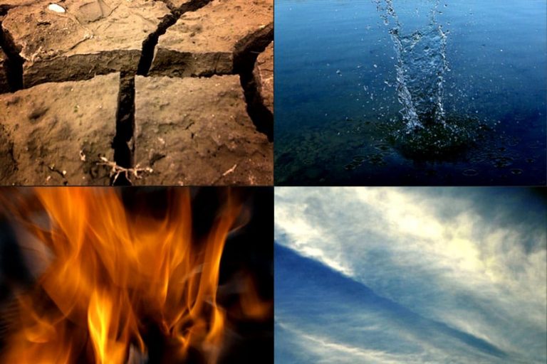 Els 4 elements naturals: terra, aigua, foc i aire.